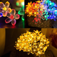 Kcasa 5m 50 Led Sakura Flower String Lights Led Fairy Lights For Festival Christmas Halloween Party Wedding Decoration Battery Powerd