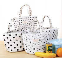 KCASA KC CB03 Cotton Linen Lunch Tote Bag Drawstring Portable Travel Picnic Cooler Insulated Handbag