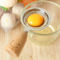 Kcasa Kc Es029 Stainless Steel Egg Separator Smile Wood Handle Egg White Yolk Divider Kitchen Tools