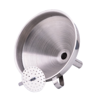 Kcasa Kc Fs022 5 Inches Stainless Steel Funnel Wide Mouth Liquid Oil Filling Funnel With Strainer
