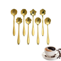 Kcasa Kc Fs04 Gold Flower Shape Stainless Steel Coffee Sugar Spoon Teaspoons Ice Cream Tableware