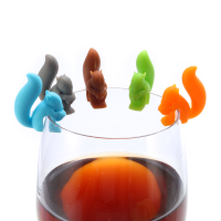 Kcasa Kc Gc01 5pcs Silicone Cute Squirrel Tea Bag Holder Wine Glass Charms Drinks Maker Bar Tools