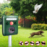Kcasa Kc Jk369 Garden Ultrasonic Pir Sensor Solar Animal Repeller Strong Flashlightt Bird Repel