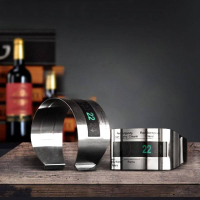 Kcasa Wine Bottle Digital Thermometer Bracelet Reader Metal Lcd Stainless Steel Sleeve