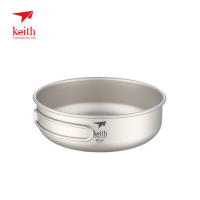 Keith Ti5323 300ml Ultralight 53.5G Folding Titanium Bowl Outdoor Camping Lunch Handle Tableware