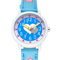 Kezzi 1369 Kids Cartoon Pu Leather Strap Cute Heart Pattern Love Cute Student Quartz Wrist Watch