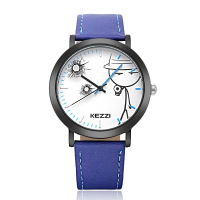 Kezzi 1514 Casual Children Quartz Watch Cute Design Leather Strap Student Watch