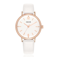 Kezzi 1685 Simple Leather Strap Women Quartz Watch Fashion Ladies Wrist Watch