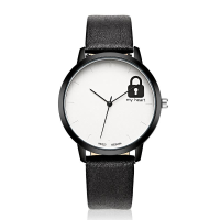 Kezzi 1713 Fashion Children Quartz Watch Cute Lock Pattern Leather Strap Student Watch