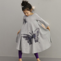 Kid Girls Butterfly Printed Long Sleeve Dress