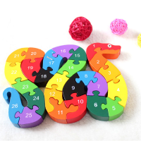 Kids Child Wooden Block Toys Alphabet Number Building Jigsaw Puzzle Snake Shape