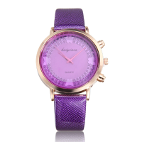 Lady Casual Fashion Butterfly Crystal Pu Leather Band Women Analog Quartz Watch