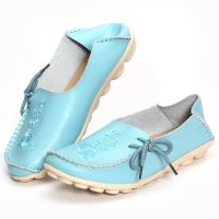 Large Size Rose Embroidered Round Toe Soft Flat Loafers