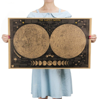 Large Vintage Retro Paper Earth Moon World Map Poster Wall Chart Home Decoration Wall Sticker