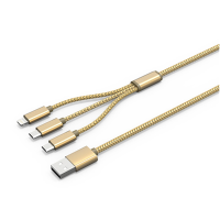 Ldnio Lc85 Nylon 3 In 1 Usb Cable With 2 Micro Usb And 8 Pin Sync Data Cable