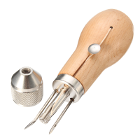 Leather Sewing Awl Quick Stitch Repair Tool Set Kit Wooden Handle Crochet Line