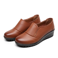 Leather Women Flat Shoes Slip On Outdoor Soft Low Top Casual Loafers