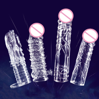 Longer Crystal Transparent Penis Set Lock Time Delay Stretchy Adult Toys