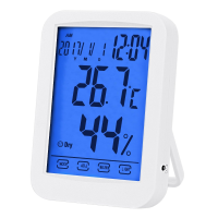Loskii Dc 08 Temperature Hygrometer Indoor Digital Hygrometer Smart Touch Screen Light Built In Clock Digital Temperature Hygrometer