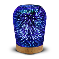 Loskii Lh963 3d Led Lights Oil Diffuser Ultrasonic Cool Mist Aromatherapy Humidifier 16 Color Changing Starburst Light Lamp 100ml Volume Humidifier