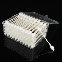 Luckyfine 55pcs Pear Shape Cotton Stick Swab Cleansing Anti Bacterial Baby Ear