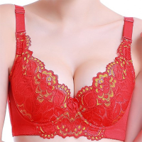 Luxurious Embroidery Lace Hem Bra Sexy Women Deep V Breathable Top Underwear