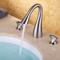 Luxury Bathroom Widespread Sink Faucet 3 Hole Mixer Tap Single Handle Kitchen Faucet