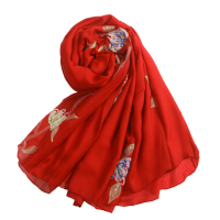 Lyza 195cm Women Double Embroidery Applique Scarves Casual Long Soft Shawl