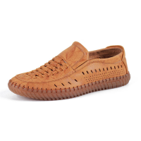 Men Casual Comfy Woven Style Suede Leather Soft Sole Loafers