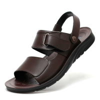 Men Comfy Genuine Leather Open Toe Sandals Slippers