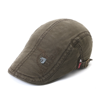 Men Embroidery Letter Cotton Beret Cap Buckle Adjustable Label Sunshade Newsboy Hat