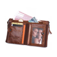 Men Genuine Leather Id Credit Card Holder Clutch Bifold Coin Pocket Purse Phone Wallet