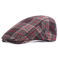 Men Plaid Cotton Adjustable Sport Beret Caps