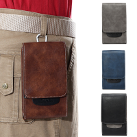 Men Pu Leather Bag 5.5 Inches Cell Phone Pouch Tactical Waist Pack