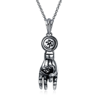 Men's 316l Stainless Steel Sweater Chain Hand Of Fatima Hamsa Hand Pendant Necklace