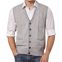 Men's Leisure Woolen Knitted Cardigan Vest Fashion V Neck Jacquard Vest