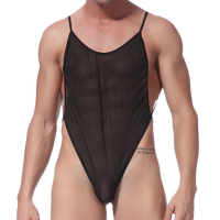 Men Sexy Mesh Perspective Backless Hollow Out Teddies Temptation T Back Lingerie