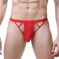 Men Sexy Mesh Perspective Solid Color Expose Hips Hollow Out Stretchy Panties