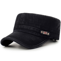 Men Sunscreen Adjustable Washed Cotton Flat Top Hats