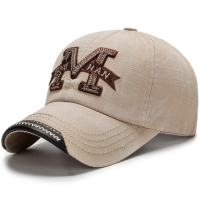 Men Washed Cotton M Embroidery Baseball Cap