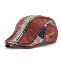 Men Women Cotton Washed Stripes Embroidery Beret Hat Buckle Adjustable Golf Gentleman Cap