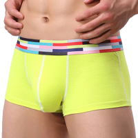 Mens Colorful Waistband Cotton Breathable U Convex Boxer Underwear