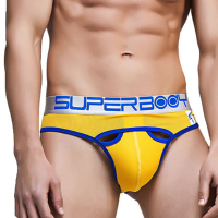 Mens Contrast Color Sexy Low Waist Underwear Nylon Wide Waistband Mesh Hollows Briefs