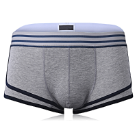 Mens Cotton Breathable Low Waist Underwear Striped Waistband U Convex Boxer Briefs