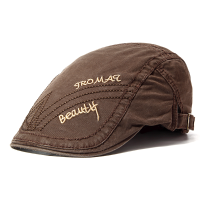 Mens Cotton Embroidery Letter Berets Caps Buckle Adjustable Outdoor Visor Forward Hat