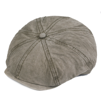 Mens Cotton Solid Sunscreen Newsboy Octagonal Hat