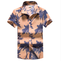 Mens Hawaiian Style 3d Coconut Printing Summer Turn Down Collar Beach Casual Shirt