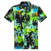 Mens Hawaiian Style Coconut Tree Printing Casual Beach Printing Breathable Casual Shirts