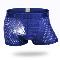 Mens Mesh Breathable Underwear Casual Ice Silk Thin Summer Solid Color Sexy Boxers