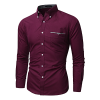 Mens Patchwork Bust Plaid Printing Pocket Slim Fit Turn Down Collar Designer Casual Shirt